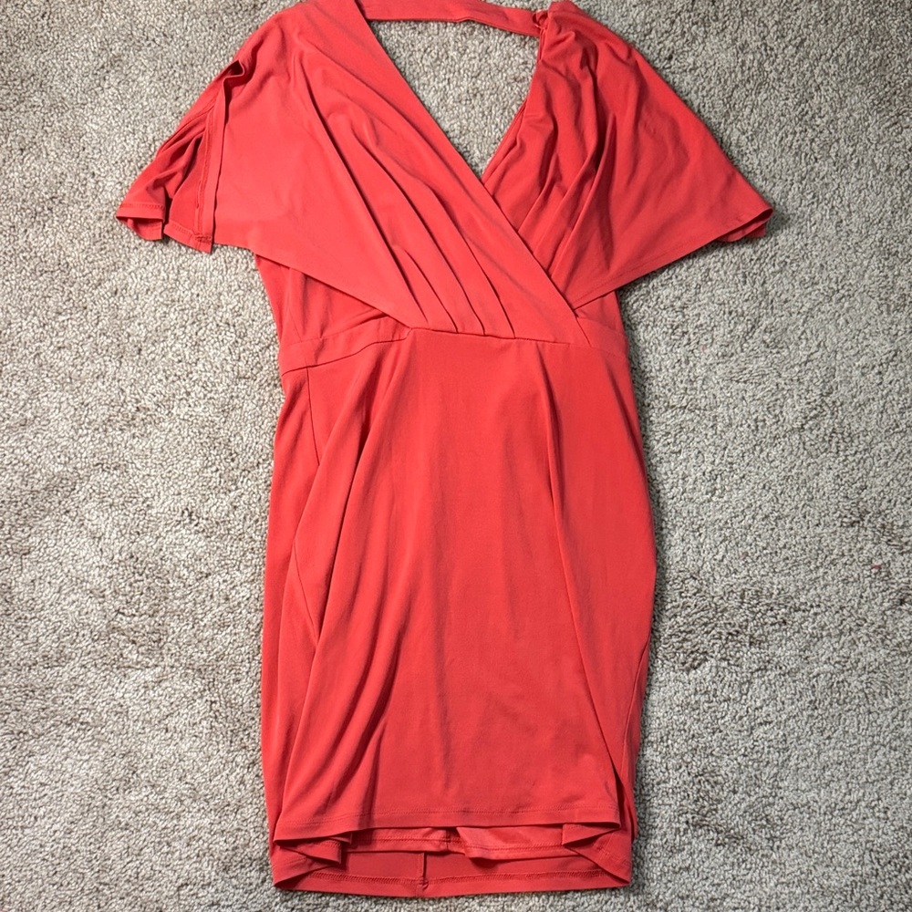 Jessica Simpson Vibrant Coral Asymmetrical Dress